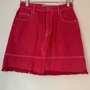 MSGM Stylish Red Denim Skirt